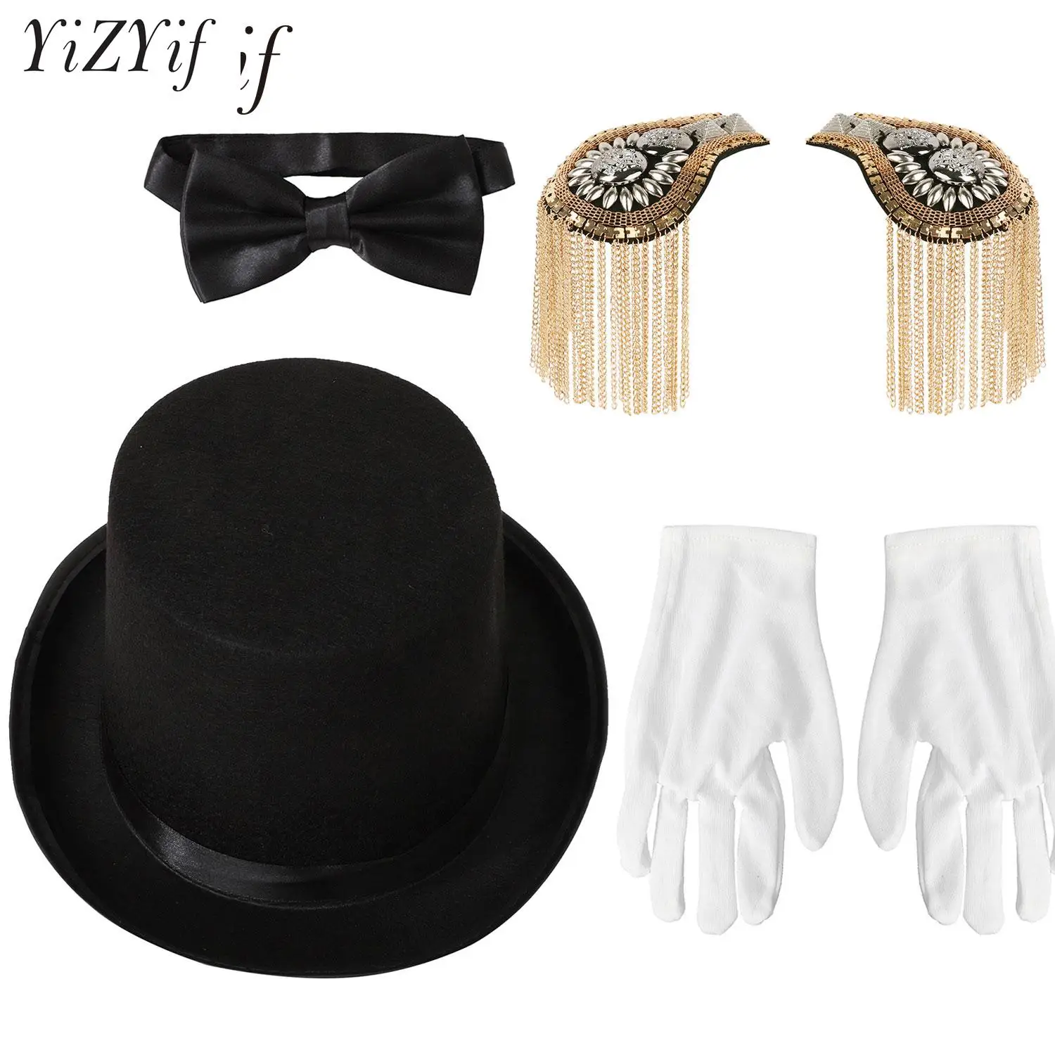 Halloween Magician Circus Ringmaster Costumes Accessories Bowler Hat Gloves Satin Bow Tie for Masquerade Cosplay Party Supplies
Halloween Magician Circus Ringmaster Costumes Accessories Bowler Hat Gloves Satin Bow Tie for Masquerade Cosplay Party Supplies