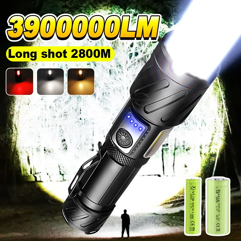 Мощные светодиодные фонари 3900000 лм, ультраяркий фонарь с дальностью 2800 м, портативный светильник для кемпинга и активного отдыха
Мощные светодиодные фонари 3900000 лм, ультраяркий фонарь с дальностью 2800 м, портативный светильник для кемпинга и активного отдыха