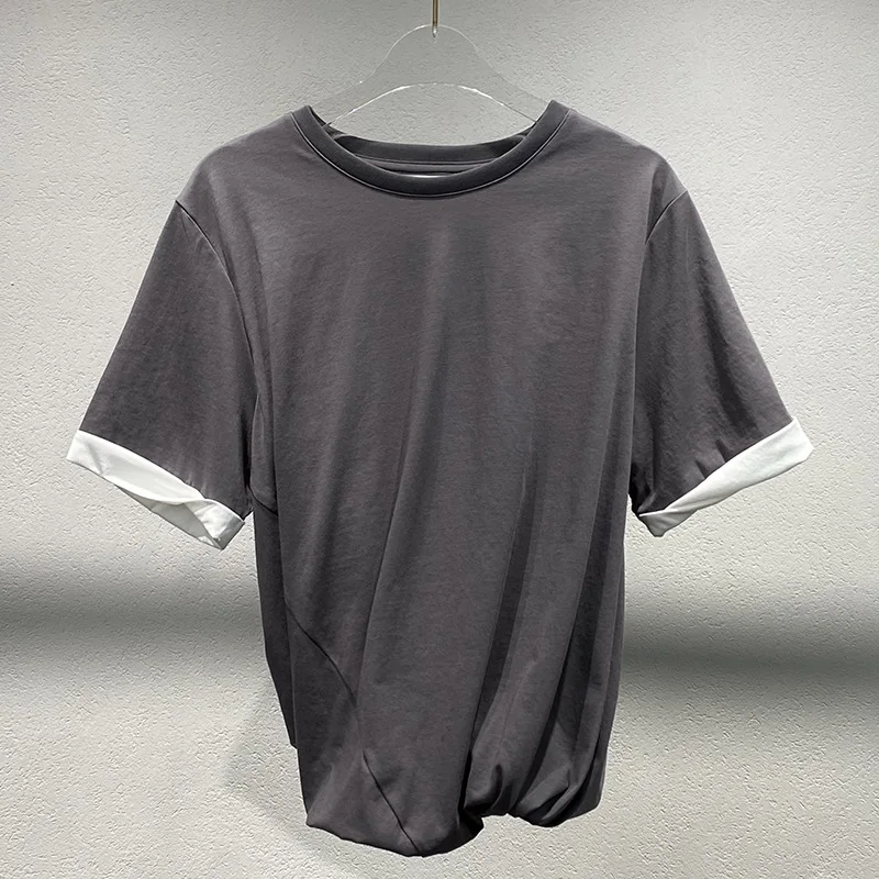 2025 spring and summer new fake two creased design round neck T-shirt rolled edge short-sleeved casual blouse women y2k top
2025 spring and summer new fake two creased design round neck T-shirt rolled edge short-sleeved casual blouse women y2k top