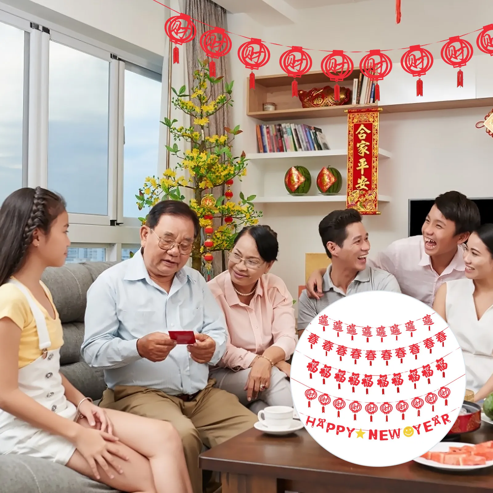 Набор из 5 баннеров для китайского Нового года: украшения для вечеринки, подвесные декорации для дома, кухни, дверей, окон, каминной полки
Набор из 5 баннеров для китайского Нового года: украшения для вечеринки, подвесные декорации для дома, кухни, дверей, окон, каминной полки