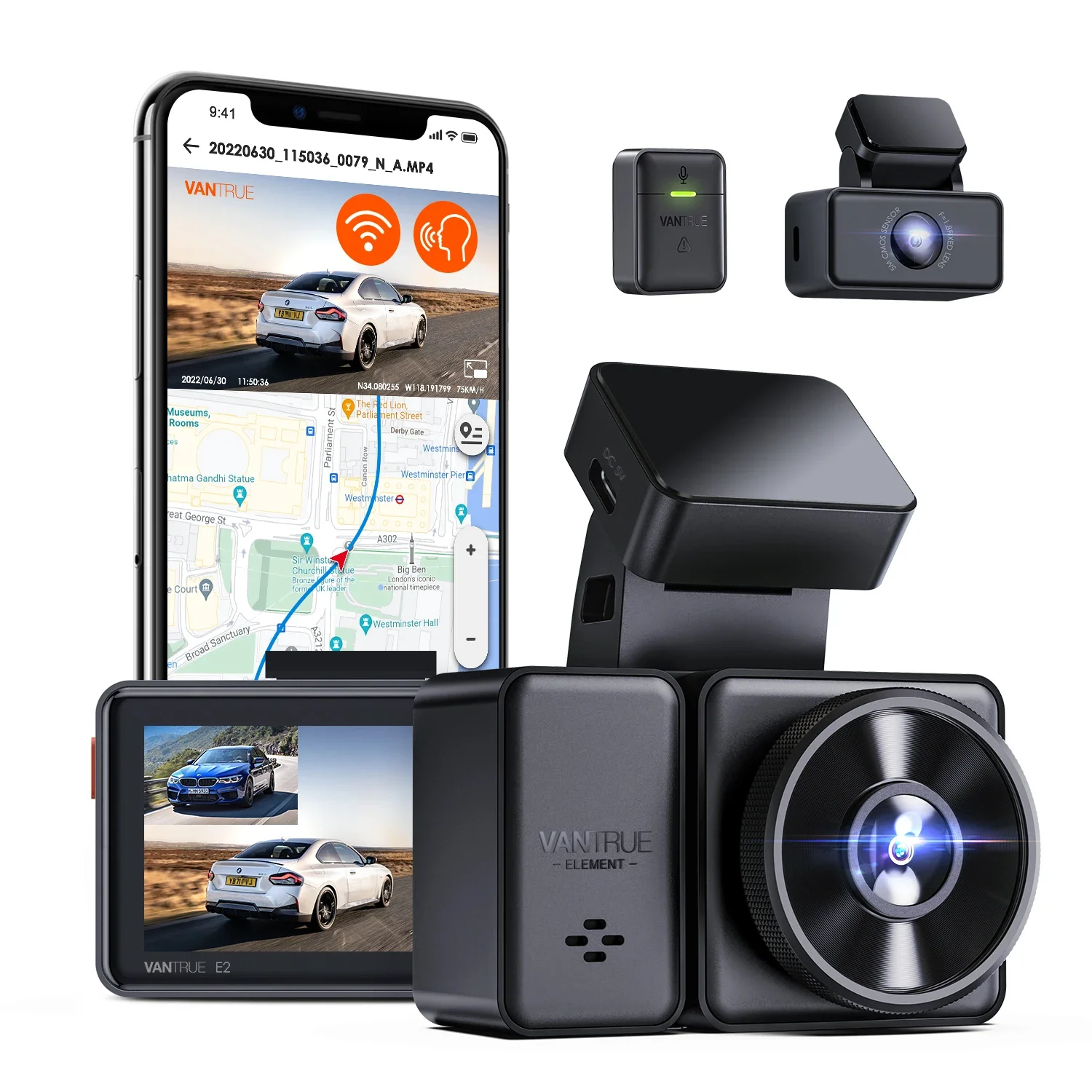 Vantrue E2 Dashcam Car DVR 2.5K Front and Rear Dashcam with 5G WiFi GPS Smart Voice Control Motion Detection Night Vision
Vantrue E2 Dashcam Car DVR 2.5K Front and Rear Dashcam with 5G WiFi GPS Smart Voice Control Motion Detection Night Vision