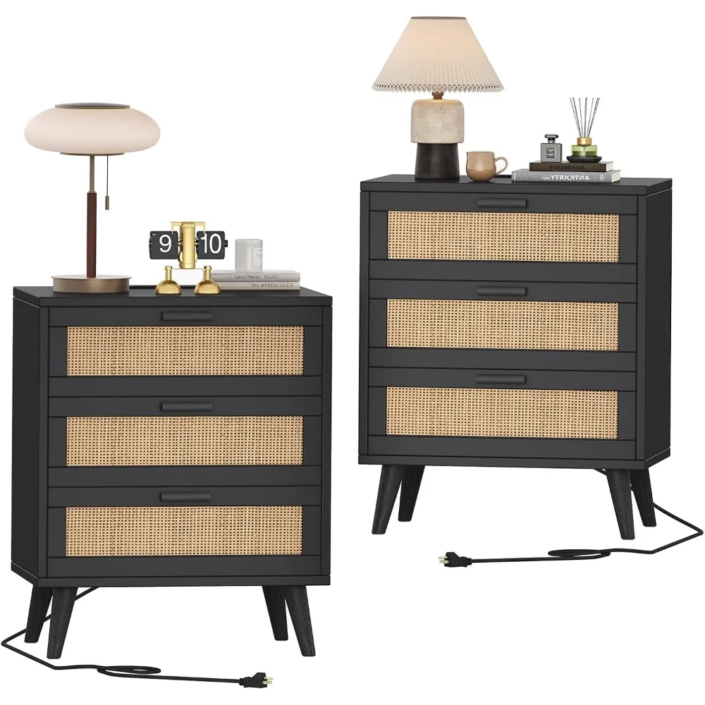 Set of 2 Rattan Nightstand with Charging Station, Night Stand with 6 Drawers, 28.5 Inch Bedside End Table for Bedroom
Set of 2 Rattan Nightstand with Charging Station, Night Stand with 6 Drawers, 28.5 Inch Bedside End Table for Bedroom
