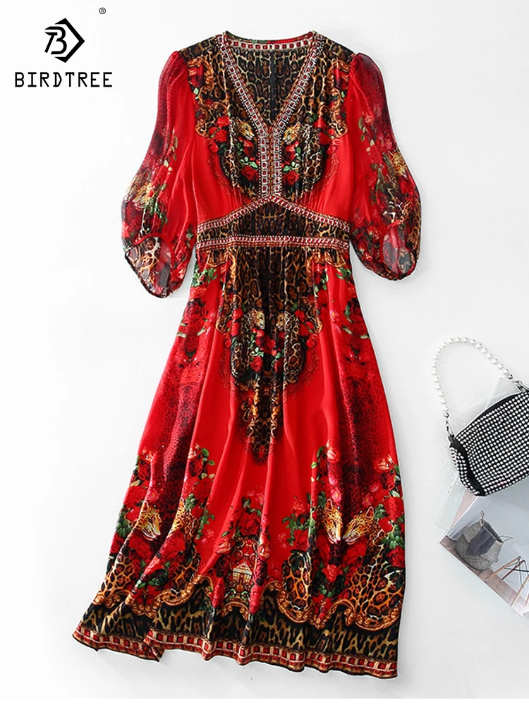 BirdTree, 100%Real Silk Elegant Dresses, Women Half Sleeve V Neck Diamonds, French Temperament Party Dress, 2024 Summer D45393QC
BirdTree, 100%Real Silk Elegant Dresses, Women Half Sleeve V Neck Diamonds, French Temperament Party Dress, 2024 Summer D45393QC