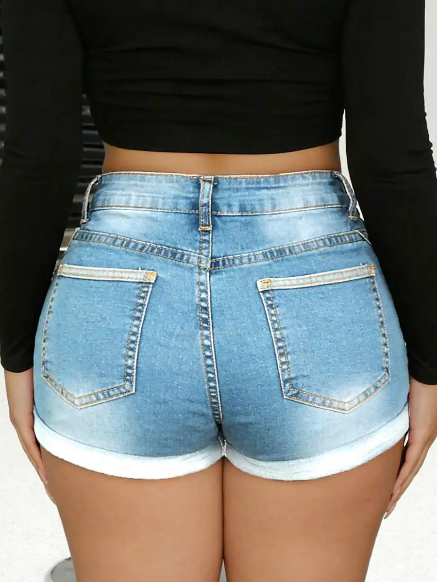 Light Blue Rolled Hem Denim Shorts For Women High Waist Slim Fit Casual Shorts
Light Blue Rolled Hem Denim Shorts For Women High Waist Slim Fit Casual Shorts