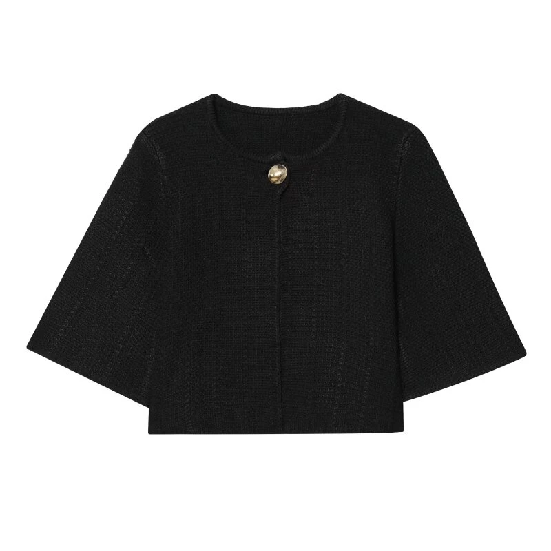 Вязаный свитер с открытой строчкой на пуговицах, короткое пальто, простой стиль, модная осенняя уличная одежда с круглым вырезом, офисные женские топы, однотонные 
Вязаный свитер с открытой строчкой на пуговицах, короткое пальто, простой стиль, модная осенняя уличная одежда с круглым вырезом, офисные женские топы, однотонные