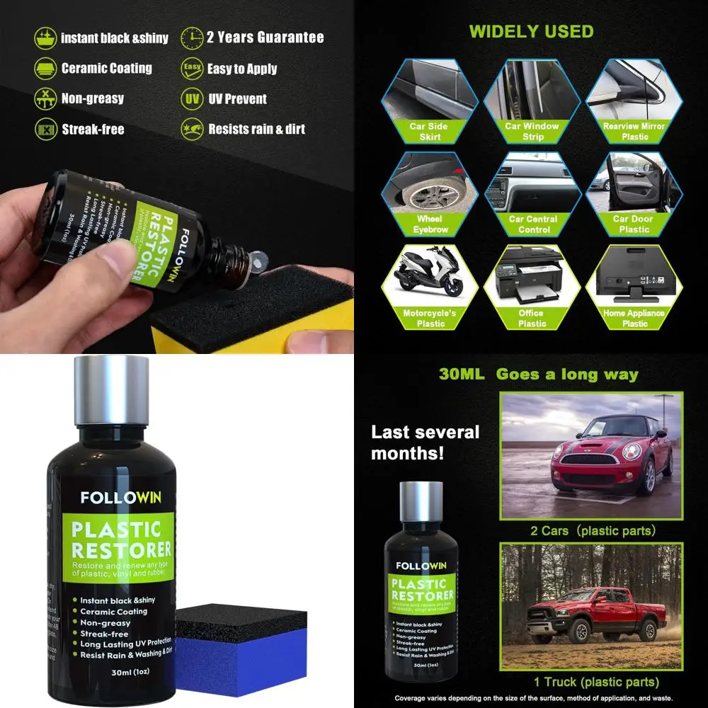 Plastic Restorer for Cars - Black Trim Restorer & Ceramic Coating, Resists Water, UV Rays, Dirt, Not a Dressing, Hydrophobic Pro
Plastic Restorer for Cars - Black Trim Restorer & Ceramic Coating, Resists Water, UV Rays, Dirt, Not a Dressing, Hydrophobic Pro