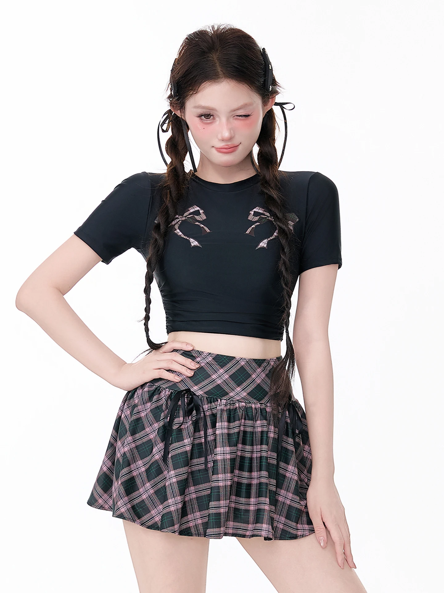 Купальник-двойка с высокой талией для женщин, для термальных источников, в клетку, для студенток, милый японский стиль, для плавания
Купальник-двойка с высокой талией для женщин, для термальных источников, в клетку, для студенток, милый японский стиль, для плавания