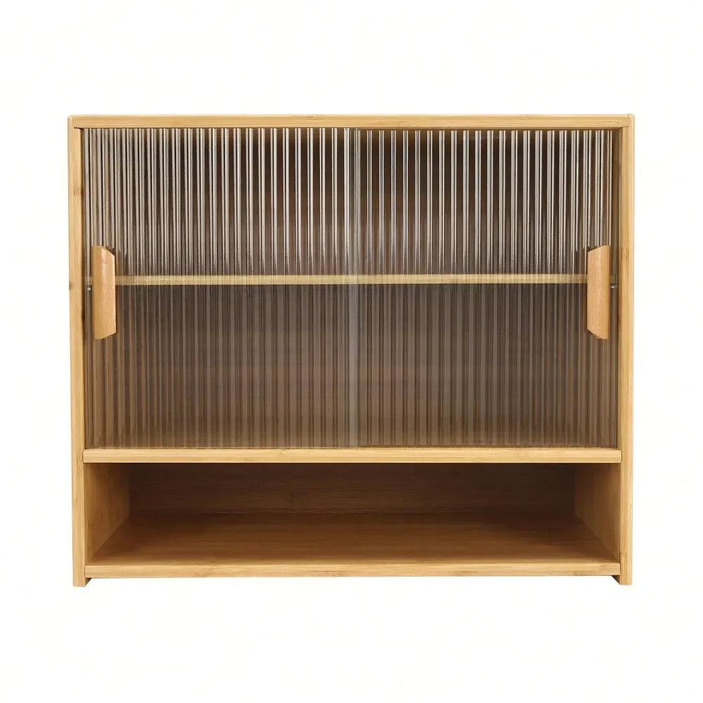 Tiers Small Bamboo Kitchen Pantry Sideboard With 2 Sliding Striped Glass Doors, Freestanding Countertop Storage Cabinet For Kit
Tiers Small Bamboo Kitchen Pantry Sideboard With 2 Sliding Striped Glass Doors, Freestanding Countertop Storage Cabinet For Kit