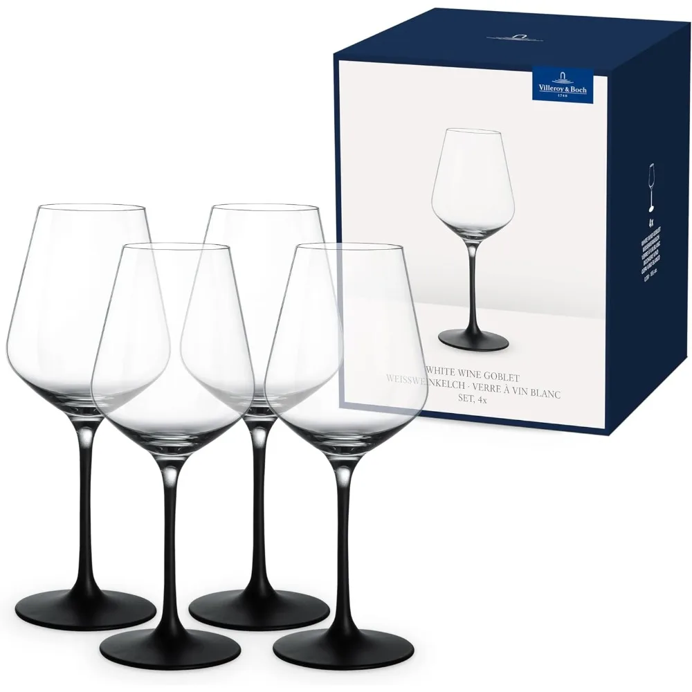 Set of 4 White Wine Glasses with Crystal Stems, Dishwasher Safe
Set of 4 White Wine Glasses with Crystal Stems, Dishwasher Safe