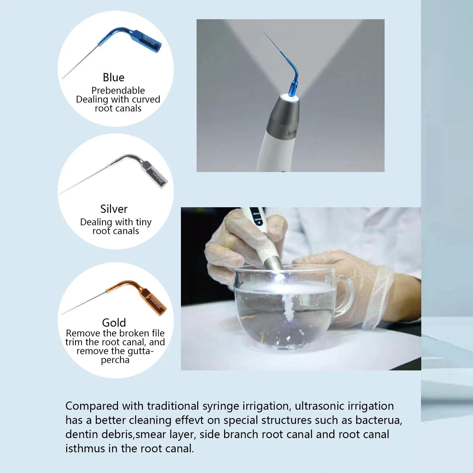 3PCS Tips for Dental Led Endo Ultra Activator Ultrasonic Irrigator Root Canal Handpiece
3PCS Tips for Dental Led Endo Ultra Activator Ultrasonic Irrigator Root Canal Handpiece
