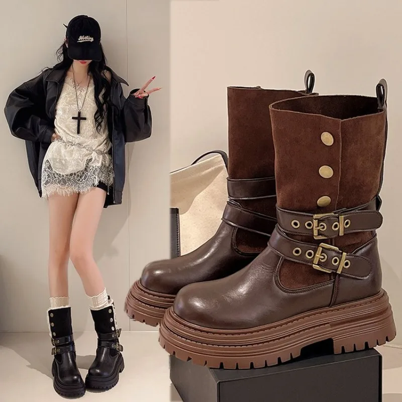Winter Women Biker Boots Fashion Belt Buckle Ladies Elegant Platform Flats Short Booties Casual Women's Knight Booties New
Winter Women Biker Boots Fashion Belt Buckle Ladies Elegant Platform Flats Short Booties Casual Women's Knight Booties New