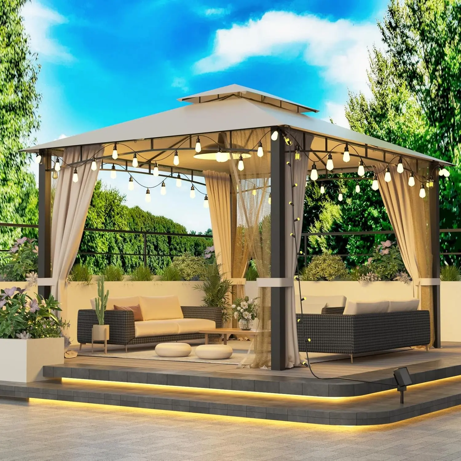 Outdoor Patio Gazebo 10x12, Heavy Duty Gazebos, Soft Top Gazebo with Metal Frame, Double Roof Canopy
Outdoor Patio Gazebo 10x12, Heavy Duty Gazebos, Soft Top Gazebo with Metal Frame, Double Roof Canopy
