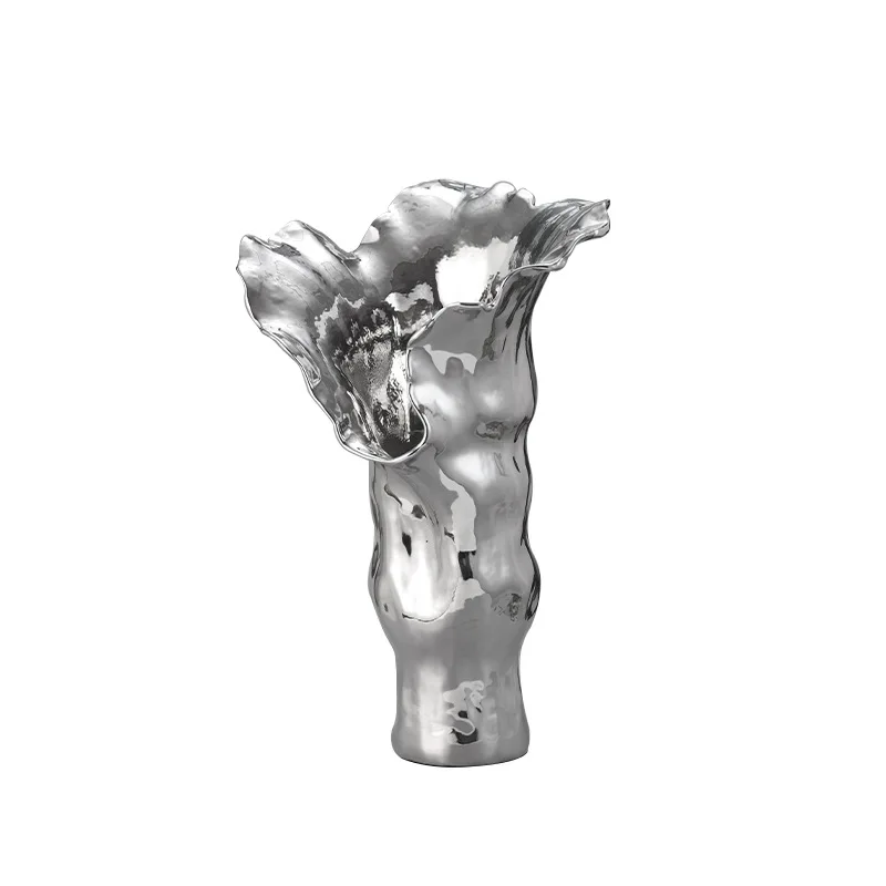 Silver electroplated glazed abstract ceramic vase, home porch, living room desktop, premium flower ware
Silver electroplated glazed abstract ceramic vase, home porch, living room desktop, premium flower ware