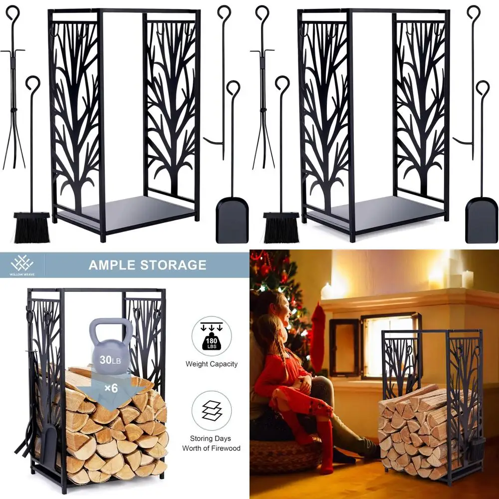 4-Tool Firewood Holder Set: Brush, Shovel, Poker, Tongs for Easy Fireplace Maintenance & Storage
4-Tool Firewood Holder Set: Brush, Shovel, Poker, Tongs for Easy Fireplace Maintenance & Storage