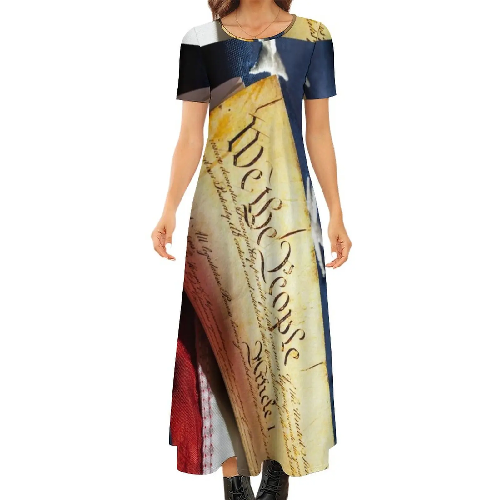 US Constitution Round Neck Short Sleeve Dress long dresses for women Casual dresses
US Constitution Round Neck Short Sleeve Dress long dresses for women Casual dresses