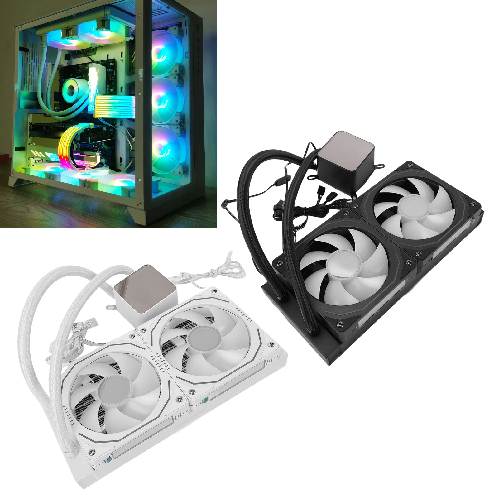 ARGB Liquid CPU Cooler Fit for AM4 AM5 Socket Close Loop AIO CPU Liquid Cooler 240mm Radiator 2.2 Inch LCD Screen