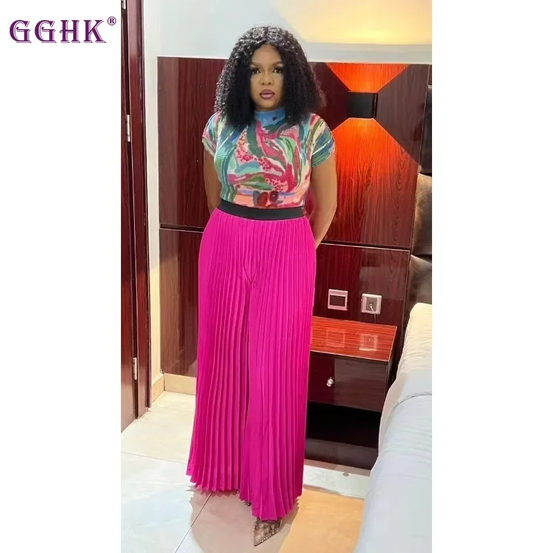 GGHK Women 2 Piece Vintage Printed Design Short Sleeve T-Shirt High Waist Casual Loose Folded Wide Leg Pants Female Suit
GGHK Women 2 Piece Vintage Printed Design Short Sleeve T-Shirt High Waist Casual Loose Folded Wide Leg Pants Female Suit