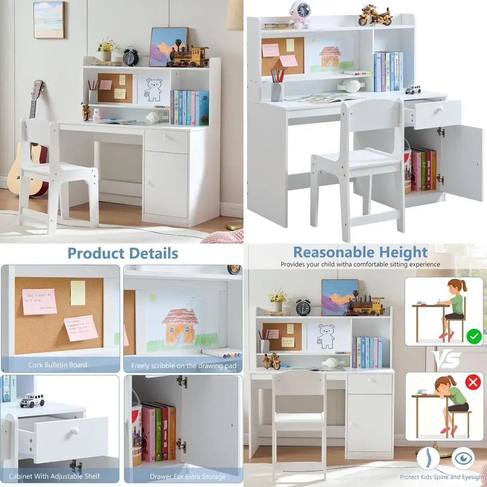 Children's Study Desk and Chair with Storage, Wooden Kids Desk Set for Boys and Girls
Children's Study Desk and Chair with Storage, Wooden Kids Desk Set for Boys and Girls