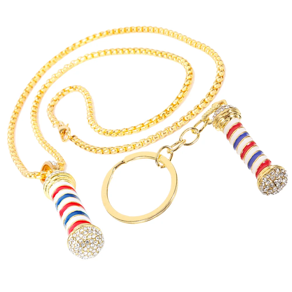 s Gold Plated Rhinestone Barber Necklace Rotating Light Keychain Decorative Pendant for Bag Backpack Car Key Hair Salon Stylist
s Gold Plated Rhinestone Barber Necklace Rotating Light Keychain Decorative Pendant for Bag Backpack Car Key Hair Salon Stylist