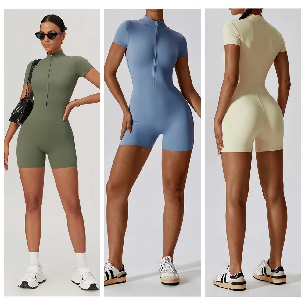 Activewear Jumpsuit Women Yoga Sports Bodysuit Summer Short Sleeve Breathable Quick Dry Zipper Fitness Suit Streetwear Casual
Activewear Jumpsuit Women Yoga Sports Bodysuit Summer Short Sleeve Breathable Quick Dry Zipper Fitness Suit Streetwear Casual