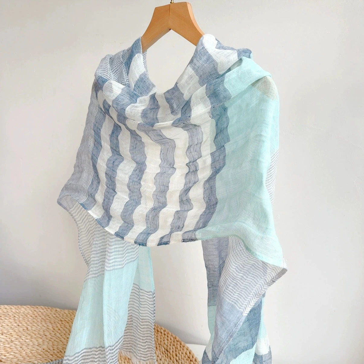 Literary Thin Striped Linen-Cotton Scarf for Women Beach Breathable Sunshade Scarf with Tassel
Literary Thin Striped Linen-Cotton Scarf for Women Beach Breathable Sunshade Scarf with Tassel