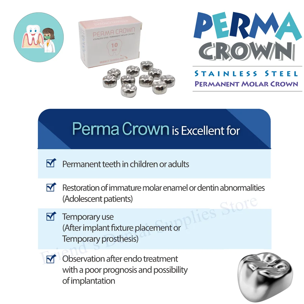 Стоматологическая ортодонтия SHINHUNG Perma Crown на 6 штук # Перманентные зубы, набор стоматологических перманентных молярных коронок из нержавеющей стали или сменный блок
Стоматологическая ортодонтия SHINHUNG Perma Crown на 6 штук # Перманентные зубы, набор стоматологических перманентных молярных коронок из нержавеющей стали или сменный блок