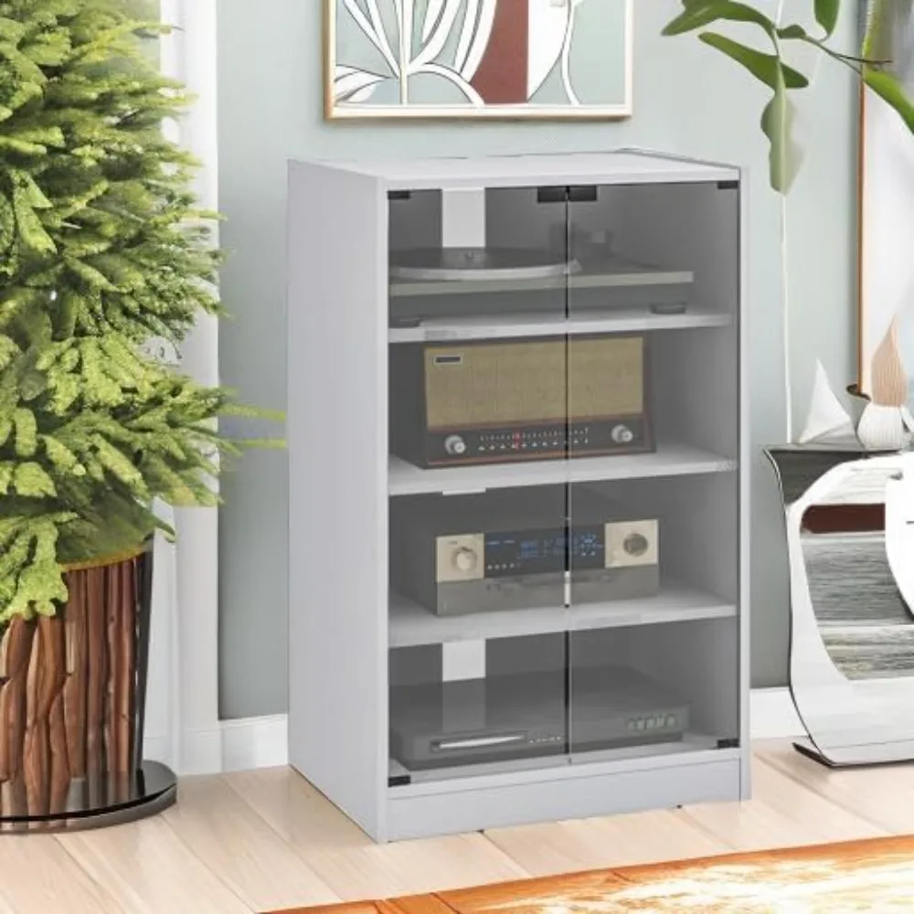 Media Cabinet, 4-Tier Stereo Cabinet or Vinyl Record Player, Gaming ole, AV Record Player Stand with Adjustable Shelves, Push-to
Media Cabinet, 4-Tier Stereo Cabinet or Vinyl Record Player, Gaming ole, AV Record Player Stand with Adjustable Shelves, Push-to