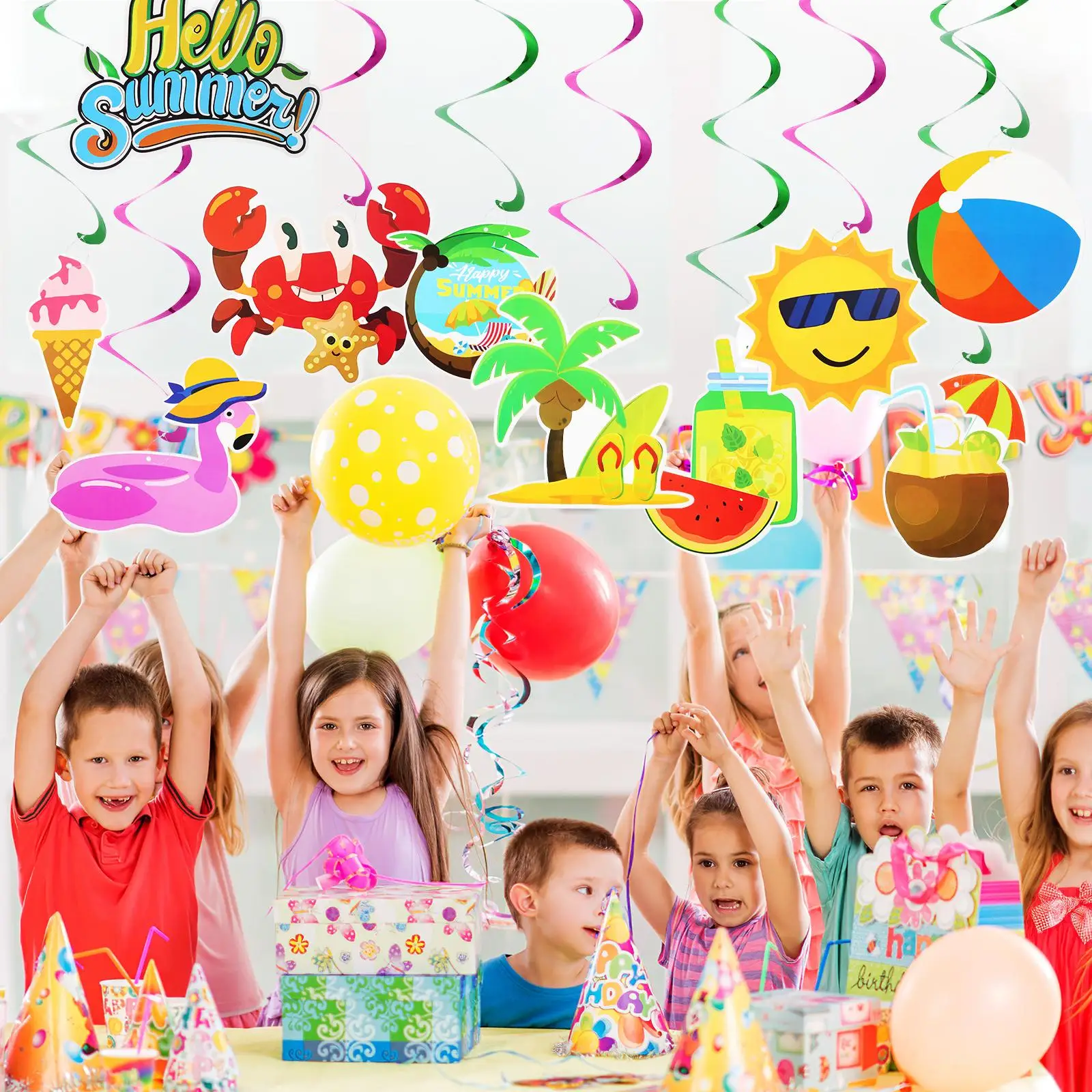 10Pcs Summer Hanging Spiral Decorations Double-Sided Printed Swirls for Pool Beach Party Summer Festival Beach Party Decorations
10Pcs Summer Hanging Spiral Decorations Double-Sided Printed Swirls for Pool Beach Party Summer Festival Beach Party Decorations