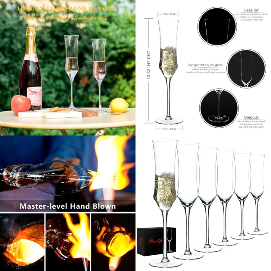 Champagne Flutes Set of - Hand Blown Crystal Champagne Glasses With Long Stem - 7 oz Elegant Sparkling Wine Stemware - Unique G
Champagne Flutes Set of - Hand Blown Crystal Champagne Glasses With Long Stem - 7 oz Elegant Sparkling Wine Stemware - Unique G
