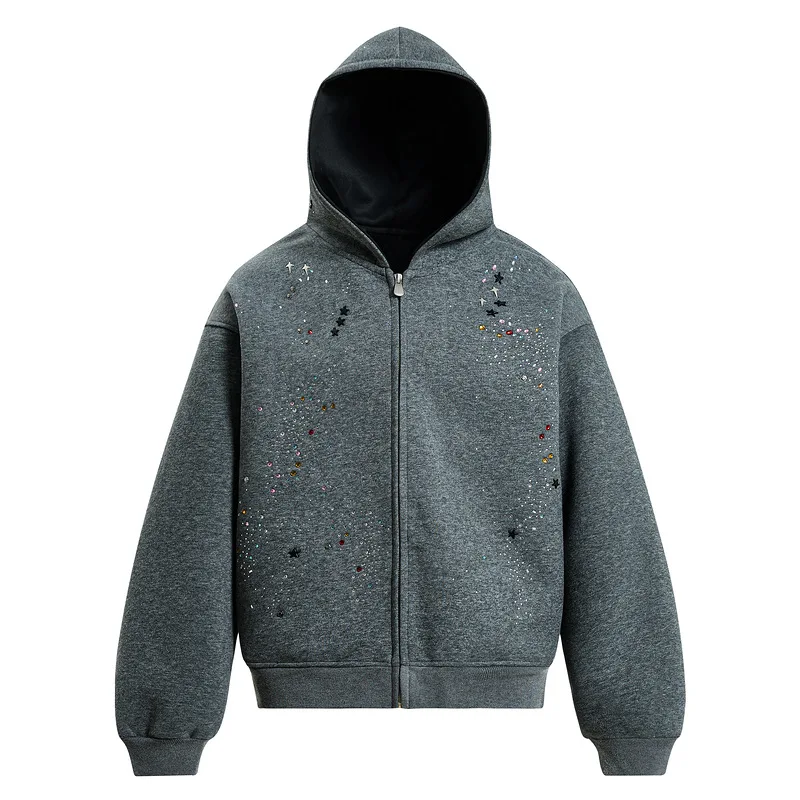 Men's Fashion Oversized Hip Hop Hoodies With Hotfix Rhinestone Loose Fit Y2K Style Sweatshirt Hooded Cardigan Tops
Men's Fashion Oversized Hip Hop Hoodies With Hotfix Rhinestone Loose Fit Y2K Style Sweatshirt Hooded Cardigan Tops