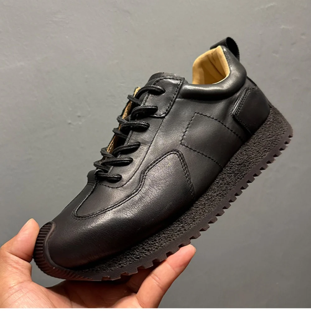 Ретро-кроссовки ручной работы из конской кожи с подкладкой из коровьей кожи, мужские повседневные туфли, модные кожаные дышащие люксовые кроссовки aiji
Ретро-кроссовки ручной работы из конской кожи с подкладкой из коровьей кожи, мужские повседневные туфли, модные кожаные дышащие люксовые кроссовки aiji