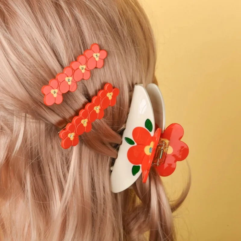 New Korean Colorful Flower Hair Claw 1 Pair Cute Flower Hair Clips Set for Woman Girl Acetate Hairpin Barrettes Hair Accessories
New Korean Colorful Flower Hair Claw 1 Pair Cute Flower Hair Clips Set for Woman Girl Acetate Hairpin Barrettes Hair Accessories
