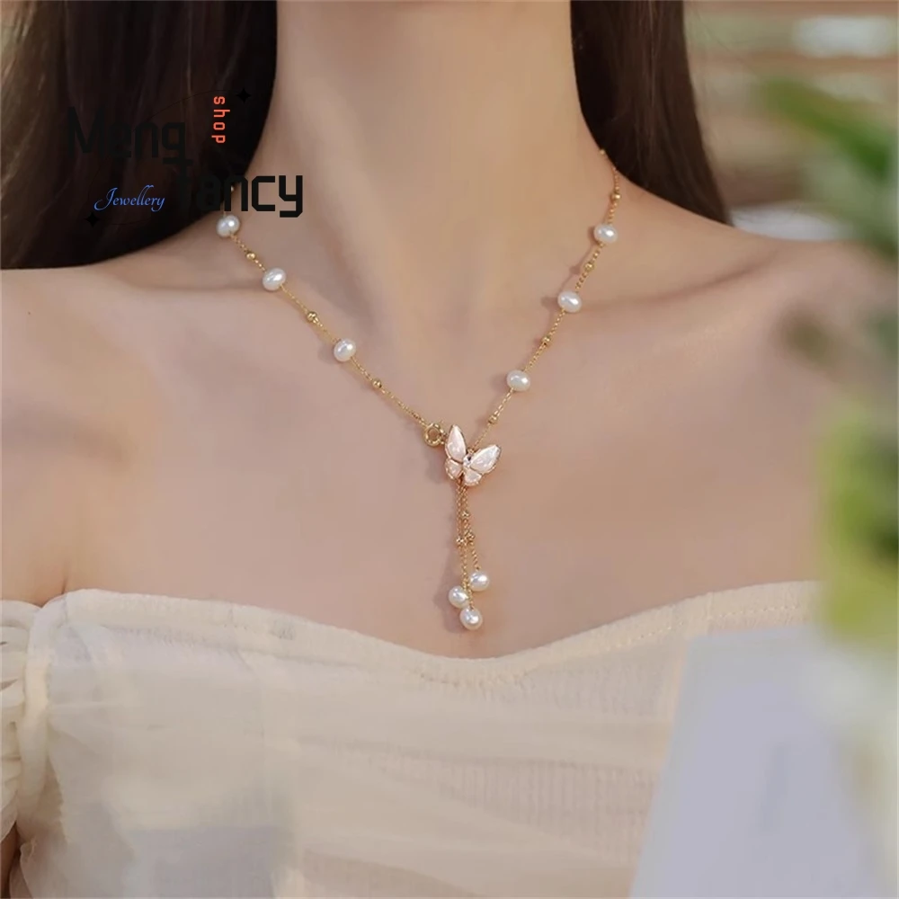 Freshwater Pearl Mother-Of-Pearl Butterfly Tassel Necklace For Women, Super Ethereal Butterfly Design Collarbone Chain For Women
Freshwater Pearl Mother-Of-Pearl Butterfly Tassel Necklace For Women, Super Ethereal Butterfly Design Collarbone Chain For Women