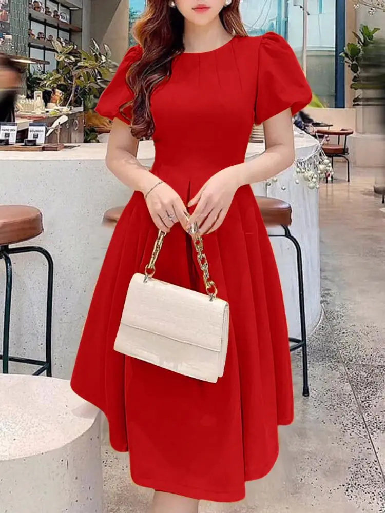 2025 ZANZEA Elegant Women Party Dresses Summer Short Sleeve Knee-Length Sundress Fashion Puff Sleeve Casual Solid Robe Femme
2025 ZANZEA Elegant Women Party Dresses Summer Short Sleeve Knee-Length Sundress Fashion Puff Sleeve Casual Solid Robe Femme