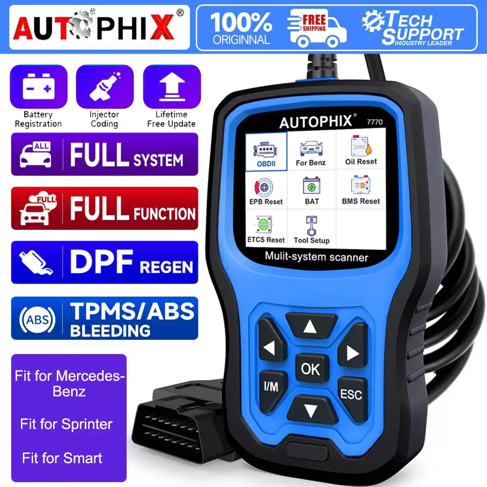AUTOPHIX 7770 OBD2 Scanner for Mercedes Benz 16 Pin All System Car OBD2 Scanner ABS SRS EPB Diagnostic Tool
AUTOPHIX 7770 OBD2 Scanner for Mercedes Benz 16 Pin All System Car OBD2 Scanner ABS SRS EPB Diagnostic Tool