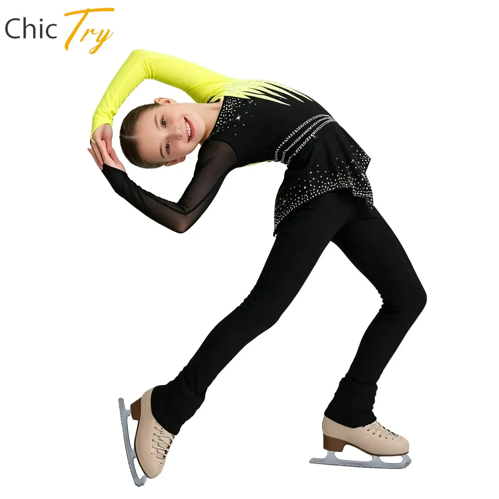 Kids Girls Color Block Figure Ice Skating Jumpsuit Mesh Long Sleeves Finger Holes Shiny Rhinestones Asymmetrical Peplum Bodysuit
Kids Girls Color Block Figure Ice Skating Jumpsuit Mesh Long Sleeves Finger Holes Shiny Rhinestones Asymmetrical Peplum Bodysuit