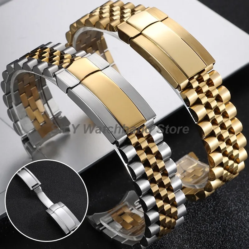 20mm 21mm Folding Buckle Stainless Steel Watchband Silver Gold Curved End Strap for Rolex for Oyster Outdoor Waterproof Bracelet
20mm 21mm Folding Buckle Stainless Steel Watchband Silver Gold Curved End Strap for Rolex for Oyster Outdoor Waterproof Bracelet