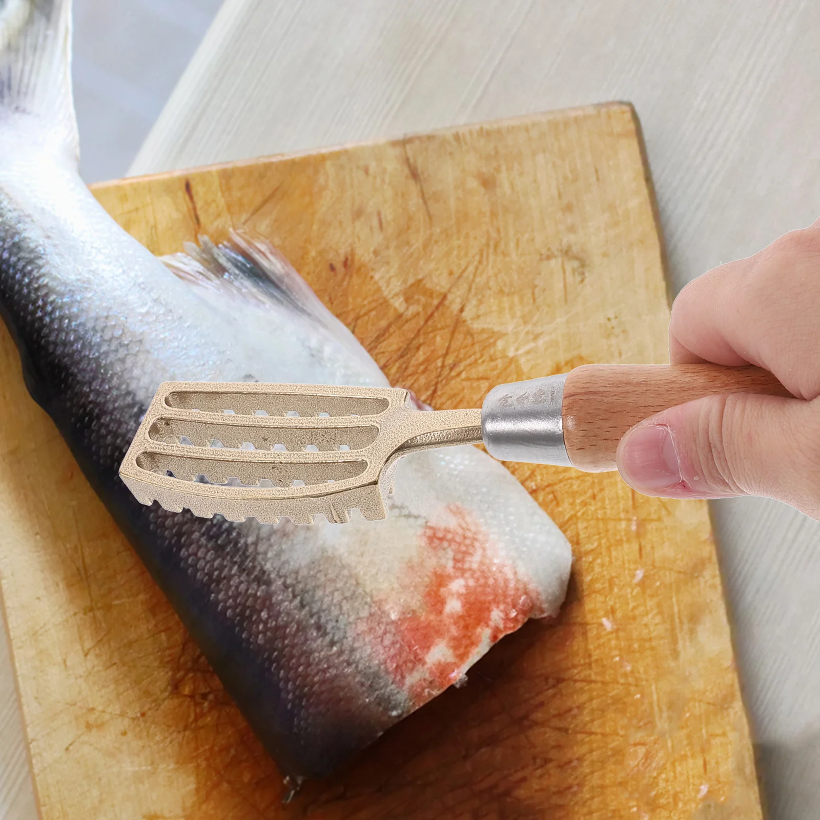 Premium Brass Scale Remover Portable Kitchen Tool Wooden Handle Efficient Skin Scraper Seafood Cleaning Gadgets Kitchen
Premium Brass Scale Remover Portable Kitchen Tool Wooden Handle Efficient Skin Scraper Seafood Cleaning Gadgets Kitchen