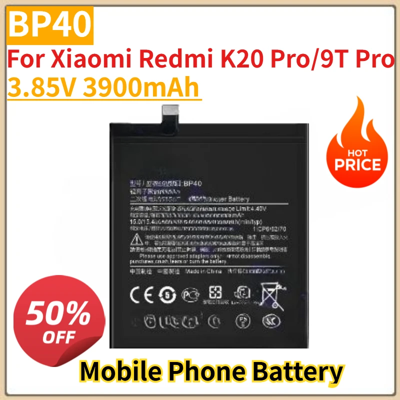High Quality New Replacement Battery BP40 BP41 3.85V 3900mAh For Xiaomi Redmi K20 Pro Mi 9T mi9T
High Quality New Replacement Battery BP40 BP41 3.85V 3900mAh For Xiaomi Redmi K20 Pro Mi 9T mi9T