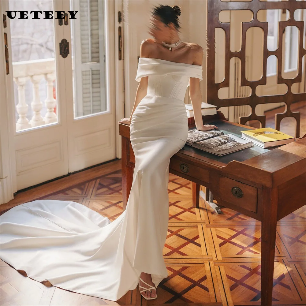 UETEEY Customized Crepe Off Shoulder Pleats Mermaid Wedding Dress Simple Lace Up Back Floor Length Court Train Bridal Gown
UETEEY Customized Crepe Off Shoulder Pleats Mermaid Wedding Dress Simple Lace Up Back Floor Length Court Train Bridal Gown