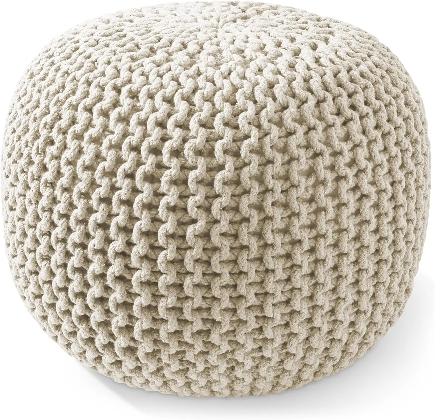 Round Pouf Ottoman, 20"x14.5" Cotton Knit Foot Stool, Boho Floor Pouffe for Living Room
Round Pouf Ottoman, 20"x14.5" Cotton Knit Foot Stool, Boho Floor Pouffe for Living Room