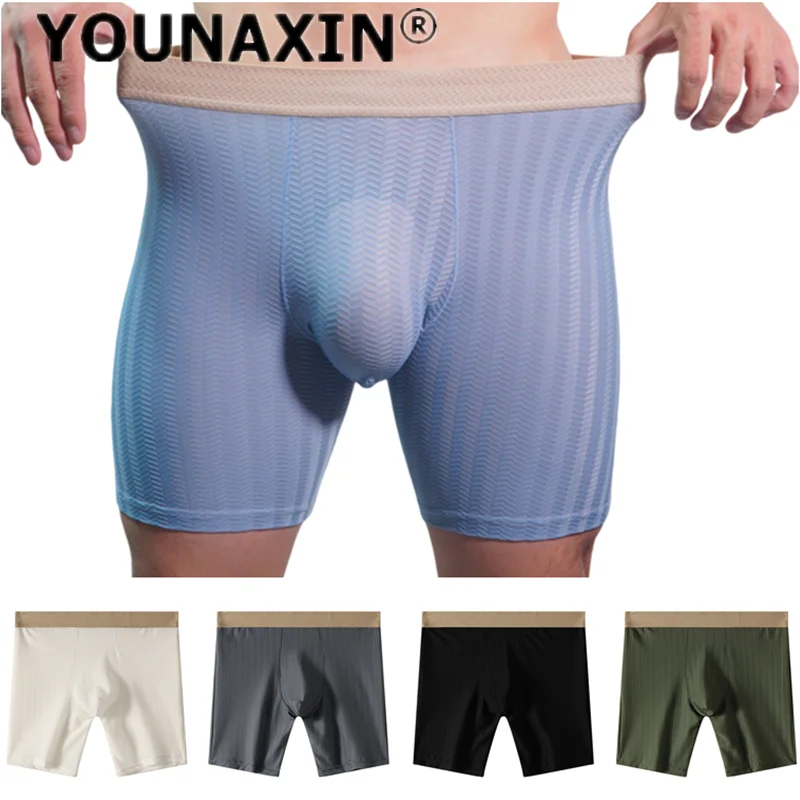 Men's Nylon Long Leg Boxer Briefs Ice Silk Underwear Gym Training Fitness Shorts Sports Underpants Quick Dry EU Size M L XL 2XL
Men's Nylon Long Leg Boxer Briefs Ice Silk Underwear Gym Training Fitness Shorts Sports Underpants Quick Dry EU Size M L XL 2XL
