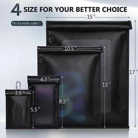 Bolsa protectora de señal de llave de coche, bolsa de bloqueo RFID ignífuga impermeable, bolsa Faraday para llave de coche, bloqueador de señal RF, funda para teléfono móvil