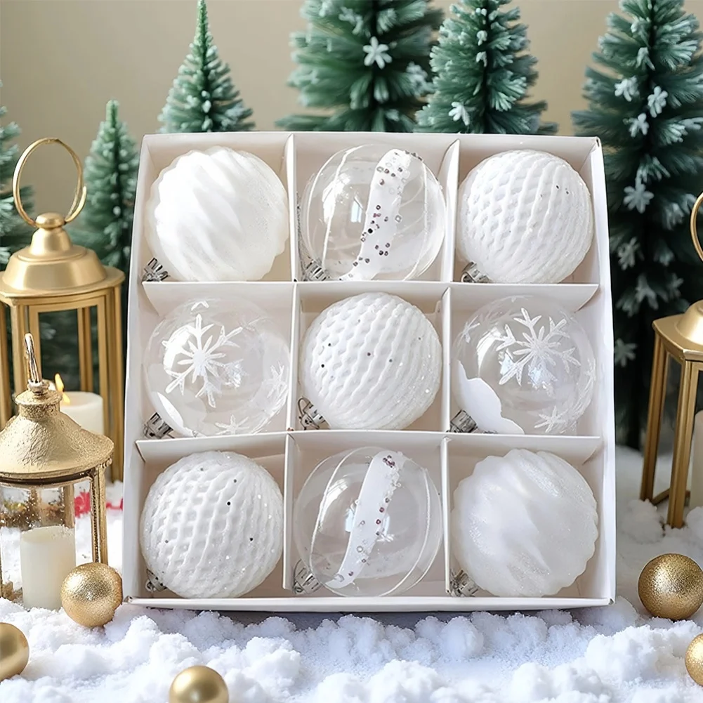 Набор из 9 белых рождественских украшений диаметром 8 см с узорами. Подходит для елочного венка и праздничного праздничного использования.
Набор из 9 белых рождественских украшений диаметром 8 см с узорами. Подходит для елочного венка и праздничного праздничного использования.