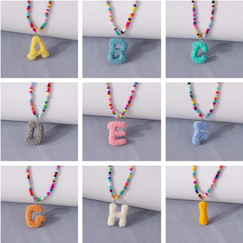 Bohemian 26 Letter A-Z Pendant Necklace for Women Handmade Colorful Beads Necklace Girls Party Festival Jewelry Gifts
Bohemian 26 Letter A-Z Pendant Necklace for Women Handmade Colorful Beads Necklace Girls Party Festival Jewelry Gifts