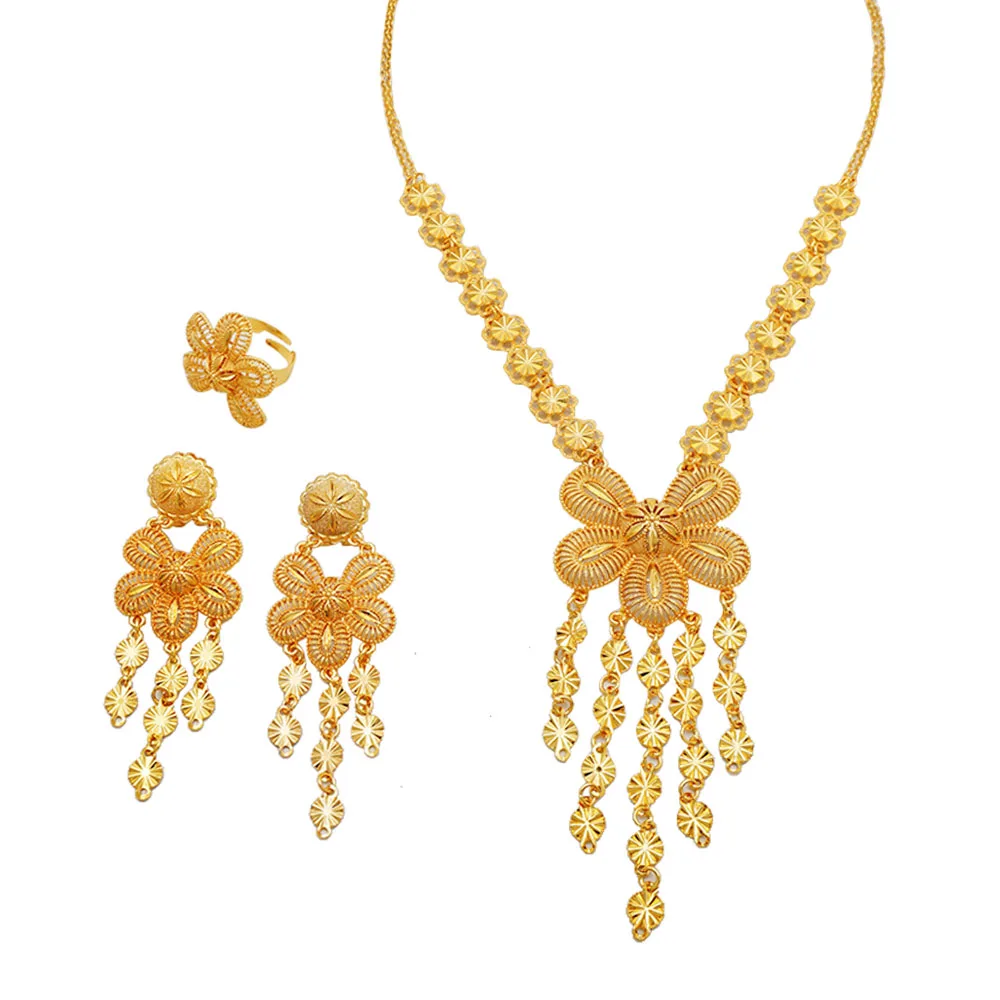 Luxury India Dubai Irregular Necklace and Earrings Ring Jewelry Set Tassel Jewelry Ethiopian Bridal 24k Gold Color Set Wedding
Luxury India Dubai Irregular Necklace and Earrings Ring Jewelry Set Tassel Jewelry Ethiopian Bridal 24k Gold Color Set Wedding