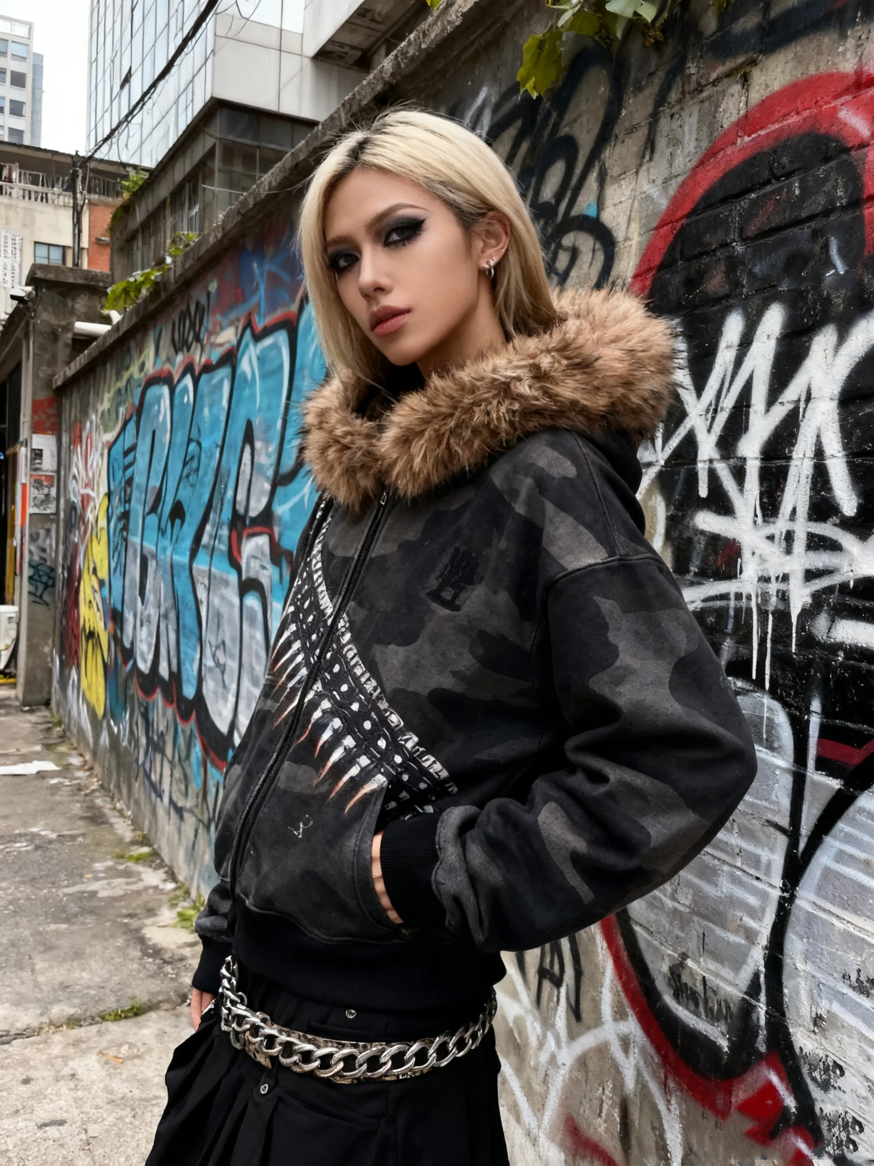 Autumn Winter Women's Camouflage Hooded Jacket - Faux Fur Trim & Bullet Print, Street Punk Edgy Style Zip-Up Casual Outerwear
Autumn Winter Women's Camouflage Hooded Jacket - Faux Fur Trim & Bullet Print, Street Punk Edgy Style Zip-Up Casual Outerwear