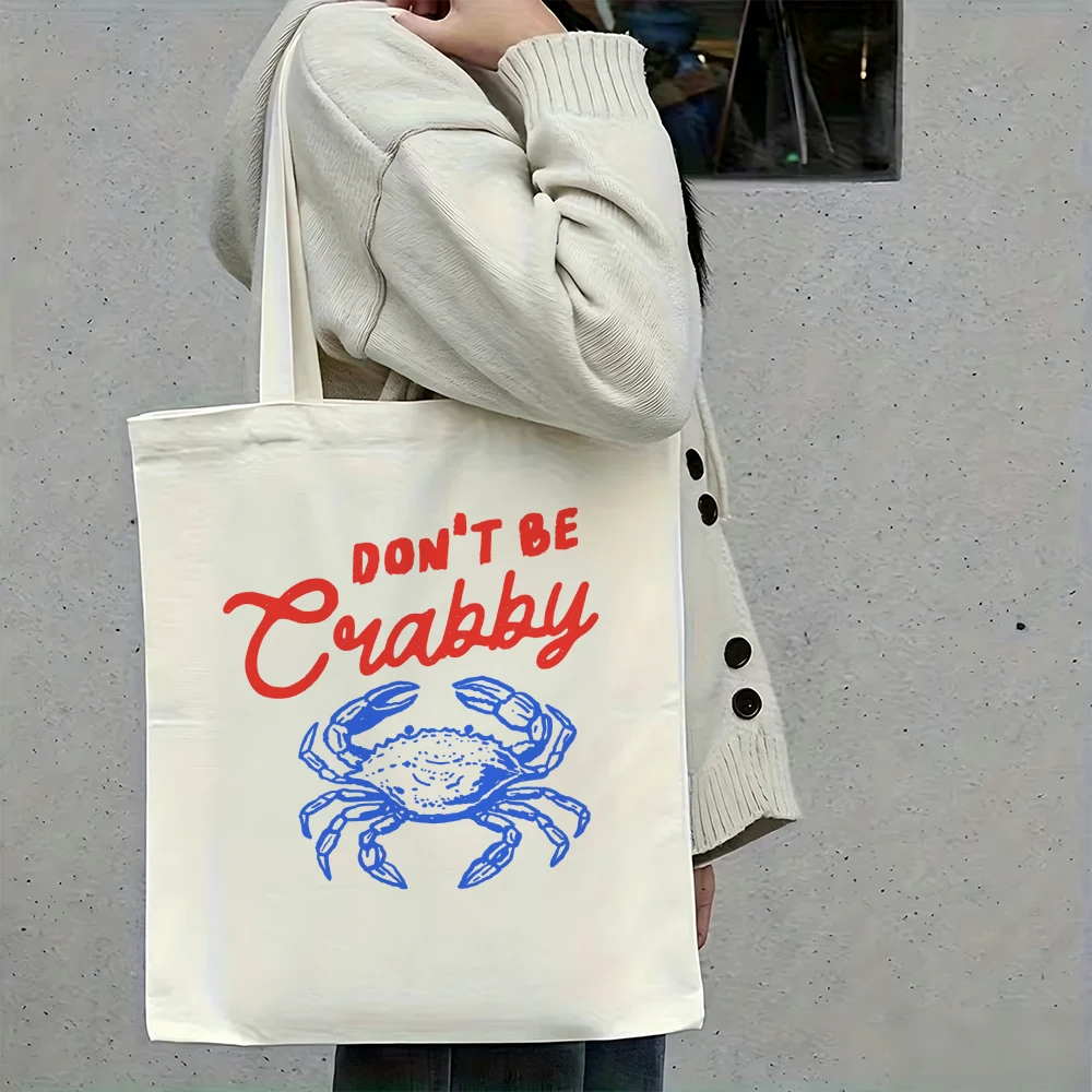 Funny Dont Be Crabby Canvas Tote Bag Cute Blue Crab Slogan Ocean Beach Travel Shoulder Purse Reusable Grocery Shopping Handbag
Funny Dont Be Crabby Canvas Tote Bag Cute Blue Crab Slogan Ocean Beach Travel Shoulder Purse Reusable Grocery Shopping Handbag
