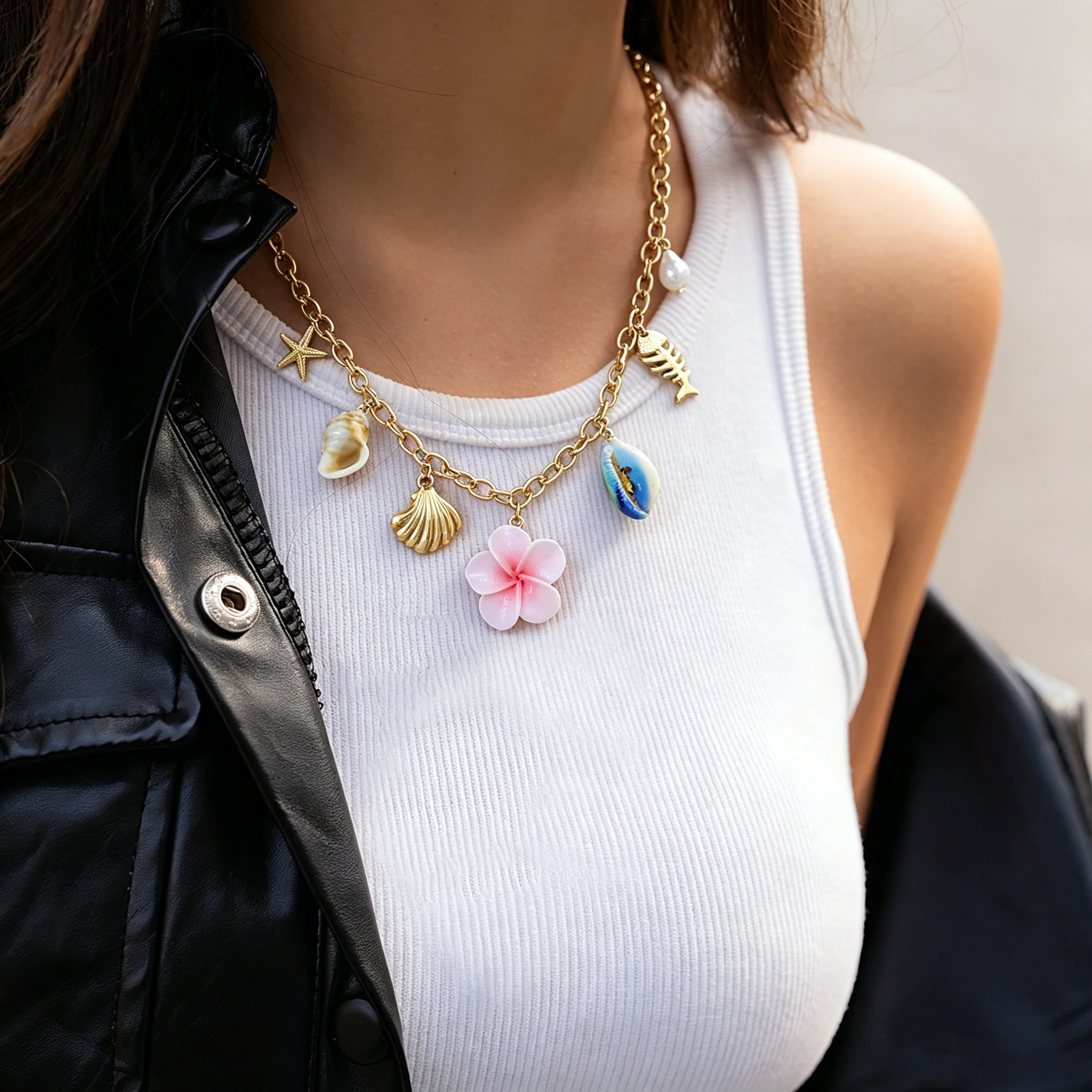 Freetry Elegant Pink Flower Ocean Style Pendant Stainless Steel Necklace for Women Golden Adjustable Necklace Beach Jewelry Gift
Freetry Elegant Pink Flower Ocean Style Pendant Stainless Steel Necklace for Women Golden Adjustable Necklace Beach Jewelry Gift