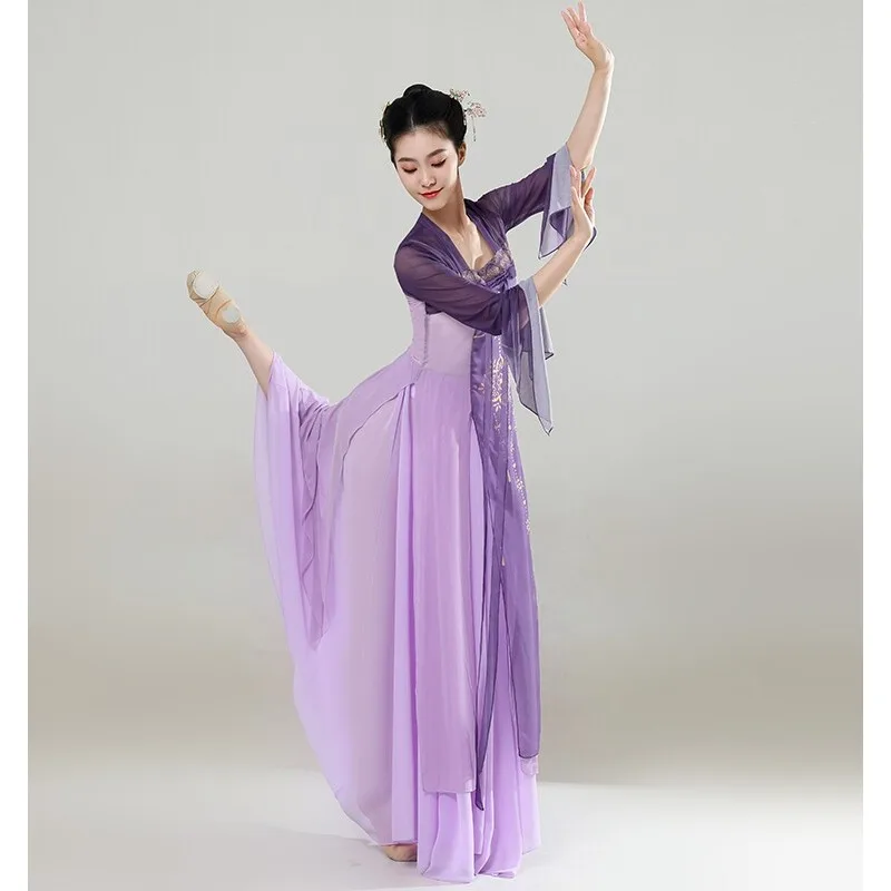 Hanfu Style Classical Dance Long Dress Women Flowy Wide Sleeve Chinese Han-Tang Dance Training Exam Stage Costume
Hanfu Style Classical Dance Long Dress Women Flowy Wide Sleeve Chinese Han-Tang Dance Training Exam Stage Costume